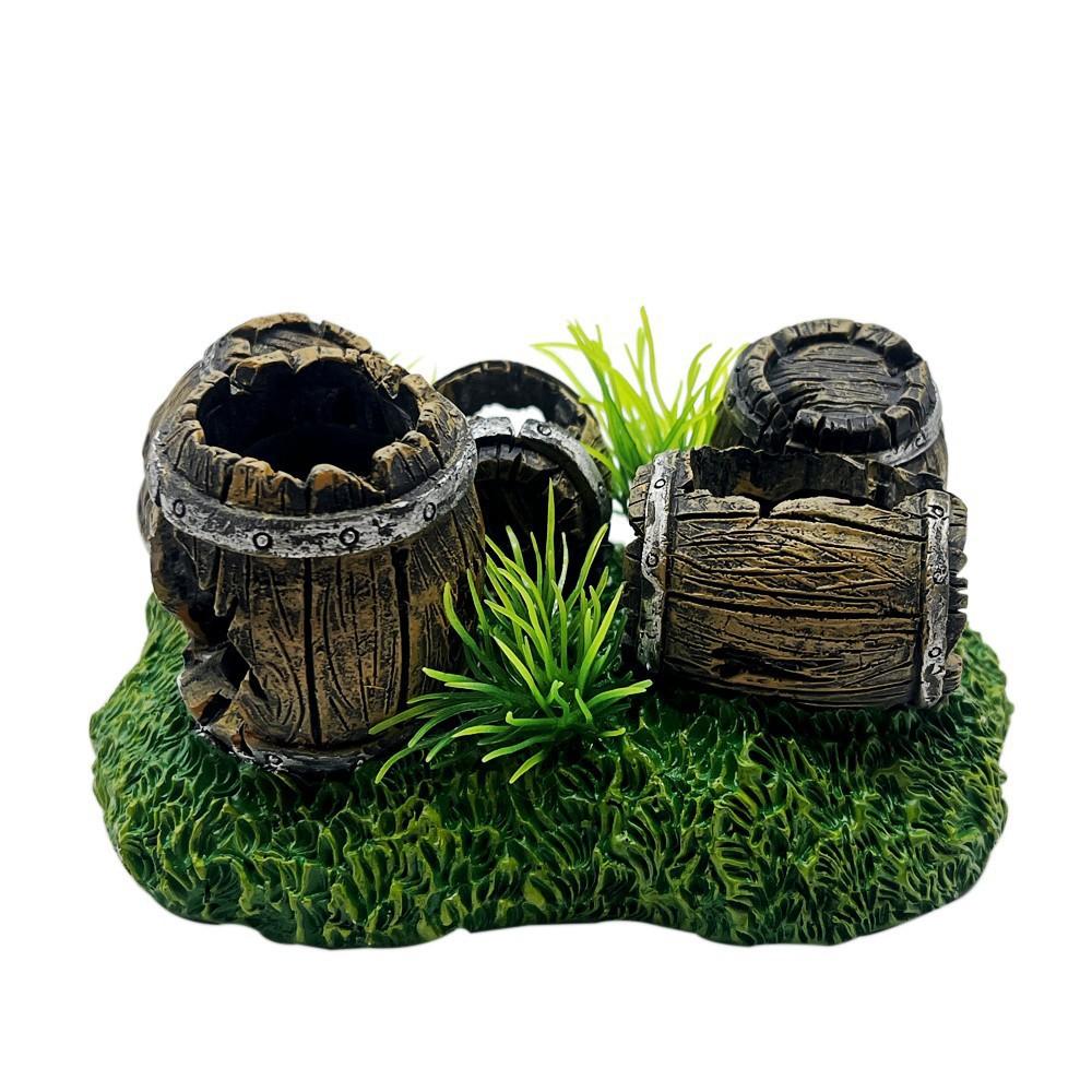 Aquarium Landscaping Accessories Fish Tank Artificial Barrel Cave Resin Ornaments Decorations Accessories For Background