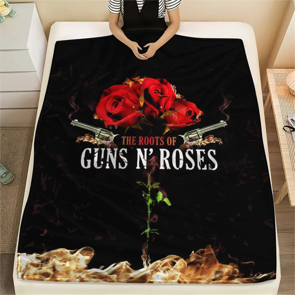 Guns N' Roses,pattern Flannel Blanket, High quality Comfortable for All Seasons, Home Decor, Warmth and Comfort, Perfect for Gifts.