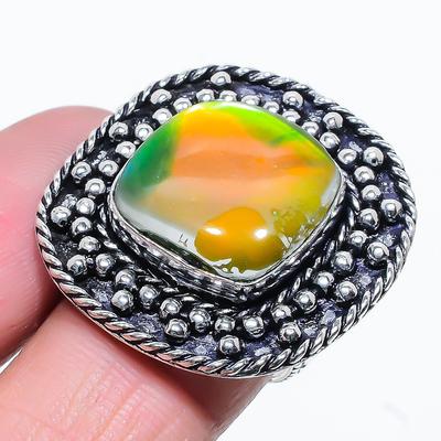 Natural Dicorich Glass Gemstone Handmade 925 Sterling Silver Ring Size 8 S7d06