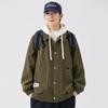 Spring and Autumn New Jacket Hooded Fake Two-piece Trendy Loose Casual Jacket Workwear Couple Fashion Jacket Men