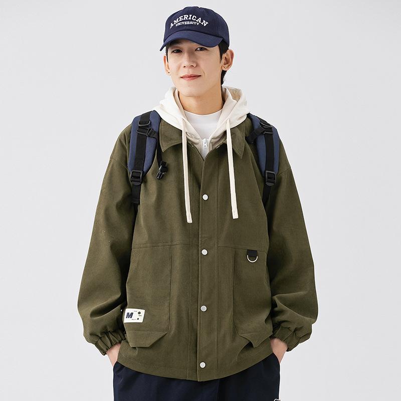 Spring and Autumn New Jacket Hooded Fake Two-piece Trendy Loose Casual Jacket Workwear Couple Fashion Jacket Men