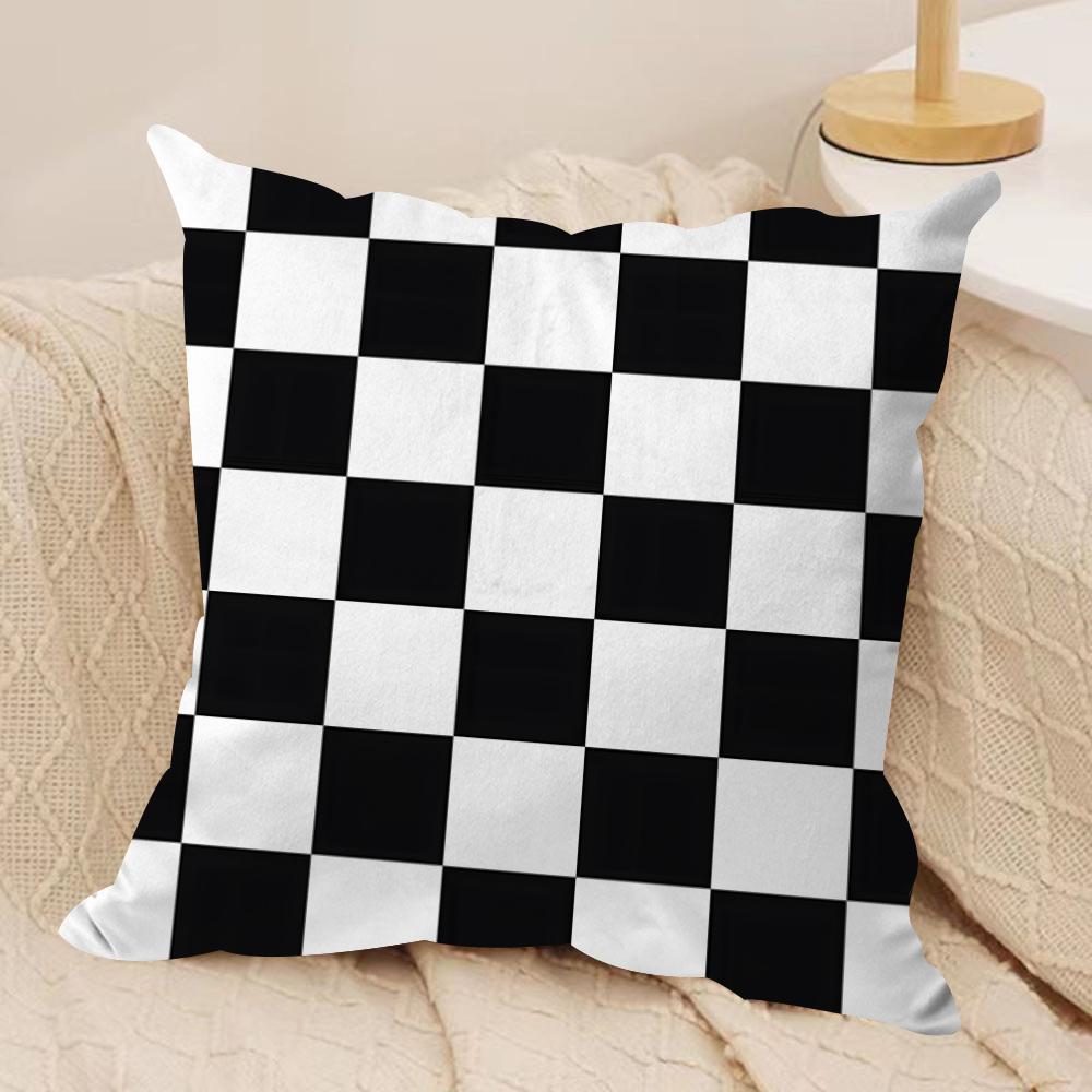Classic Checkered Square Cushion Cover Pillowcase Ultra Soft Skin Friendly Fabric Cloud Like Comfort  Concealed Zipper