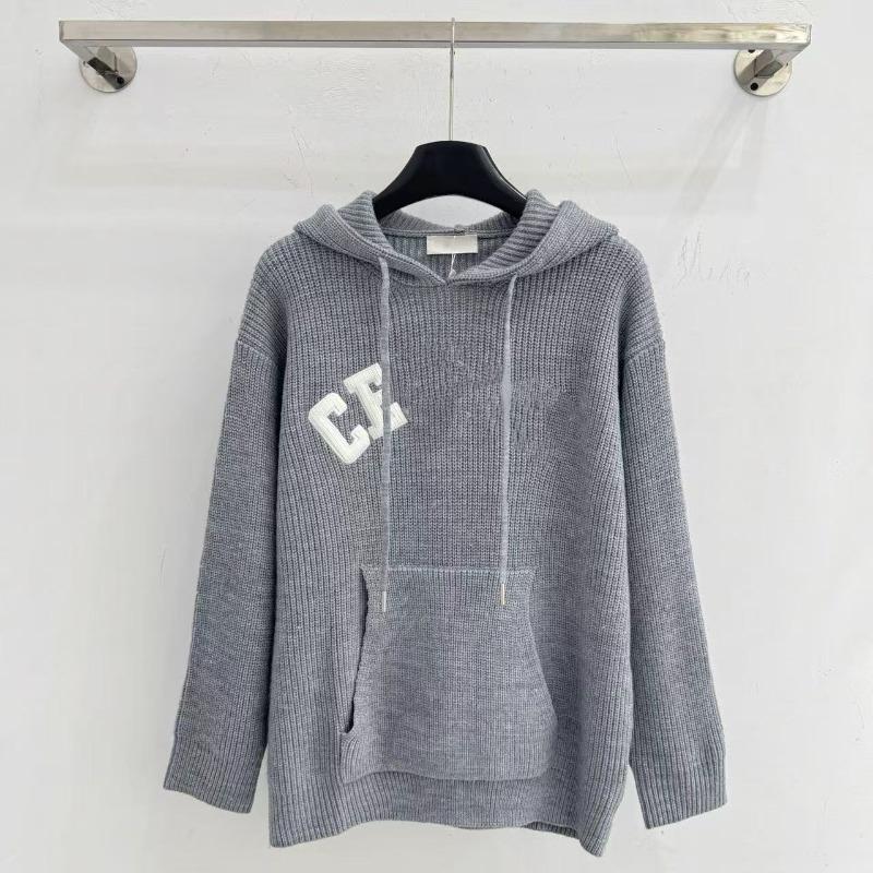 Autumn and winter sweater knitted simple versatile niche design hooded lazy top women's clothing