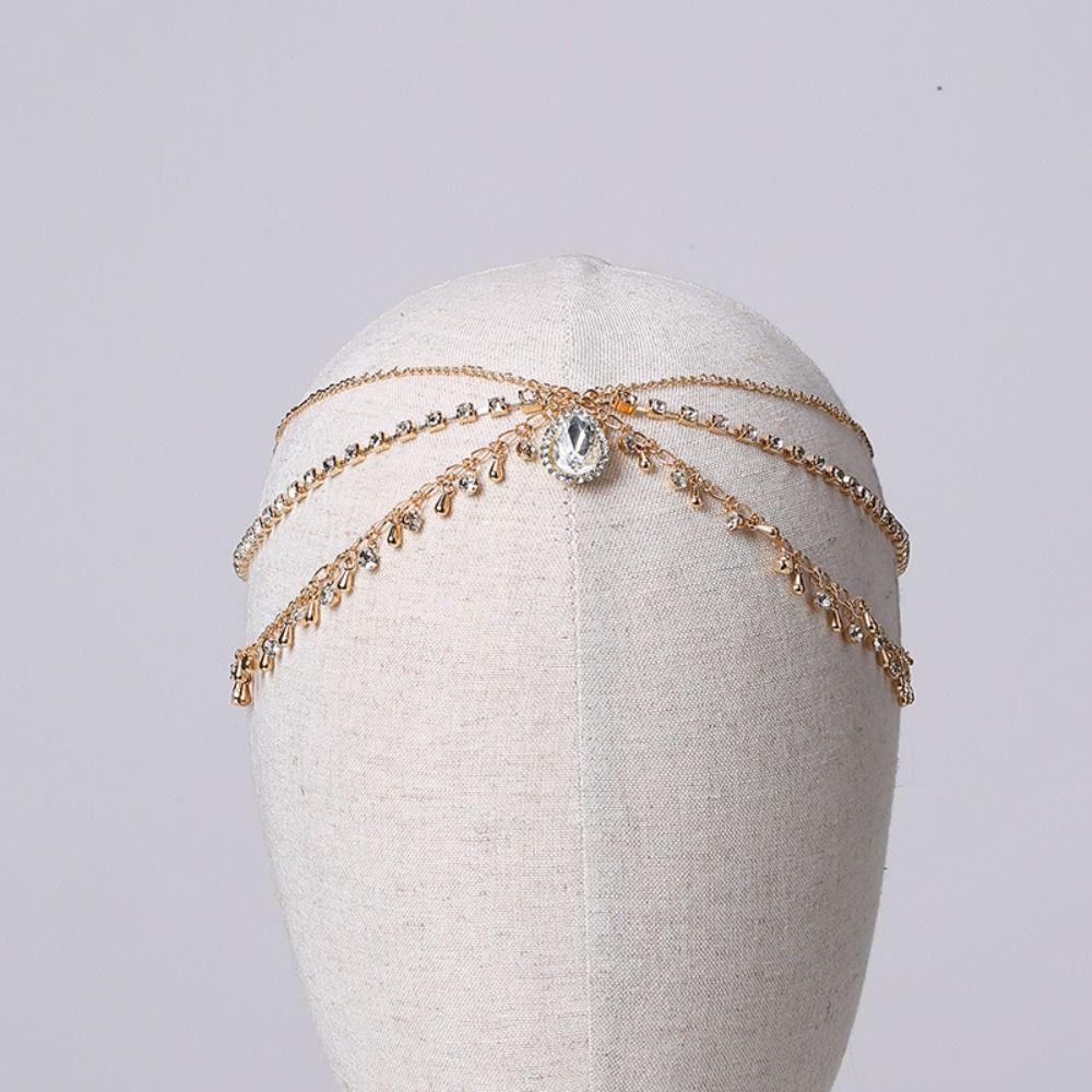 Crystal Long Tassels Hair Chain Fairy Forehead Ornament Bling Bohemian Forehead Headpiece Girls