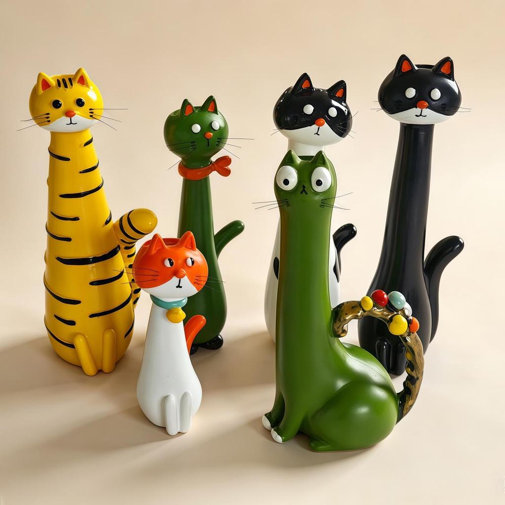 Cross-Border Creative Cat Flower Vase: Fun Eccentric Resin Ornament for Living Room Desktop.