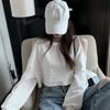 Vintage Off Shoulder  Tshirts For Woman Long-Sleeved T-Shirt Women's 2020 Korean Round Neck Loose Solid Color All-Match
