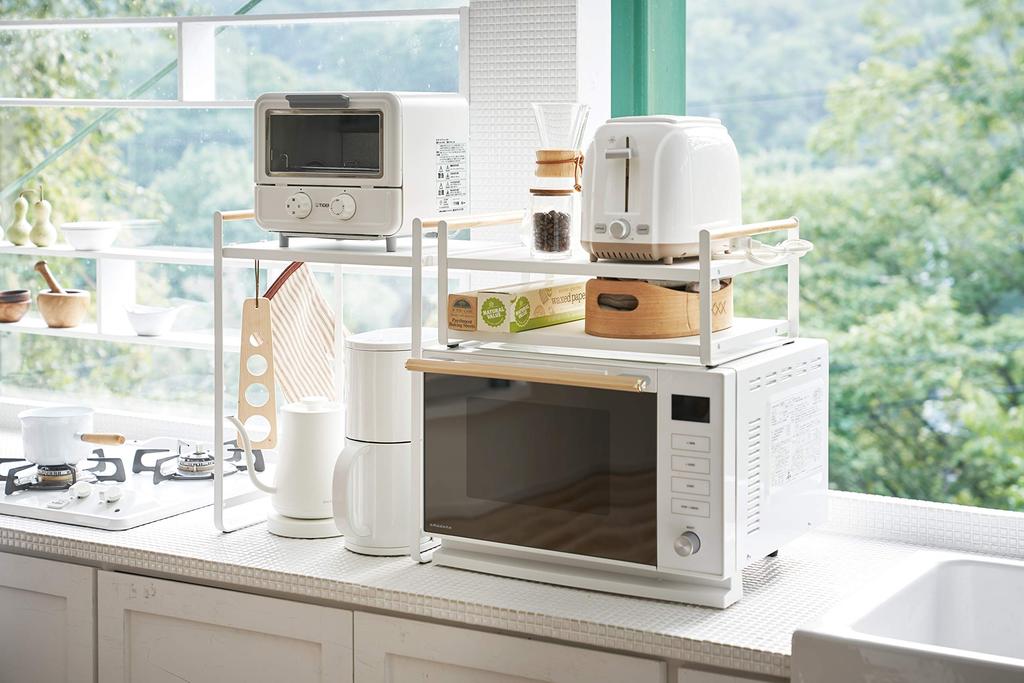Yamazaki Tosca Kitchen Appliance W36 X D30 X with 3613 Scandinavian-style Rack, White, Approx. H47.5cm, Hooks,