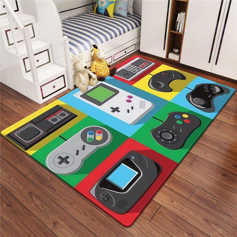 Gaming Esports Geometric Controller Pattern Carpet Mat for Boys Bedroom Gaming  large rug for Living Room Home Decoration Rug