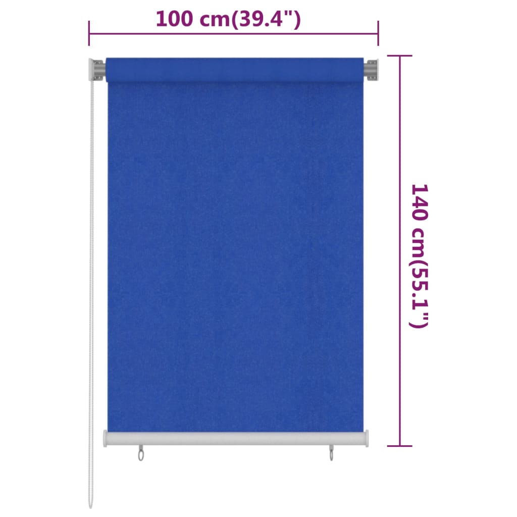 Vidaxl Roleta Zewnętrzna, 100X140 Cm, Niebieska, Hdpe