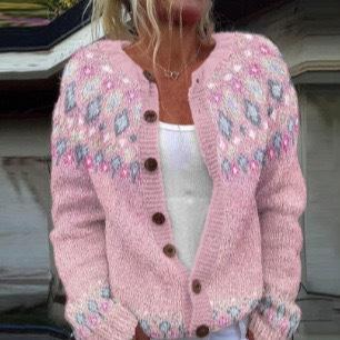 European Style 3 D Print Cardigan Knitted Jacket Spring and Fall Women 7 Sweater