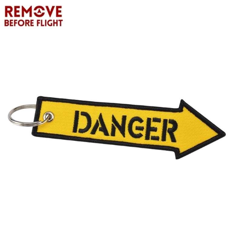 Scoateți înainte de zbor galben pericol broderie scrisoare breloc șnur cheie