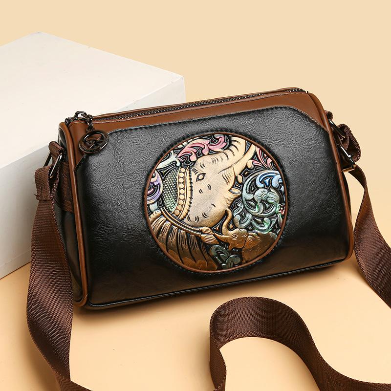 Summer Handbag Embossed Single Shoulder Crossbody Women's Bag Cross-border Artistic and Chinese Style Three-layer Pillow Bag