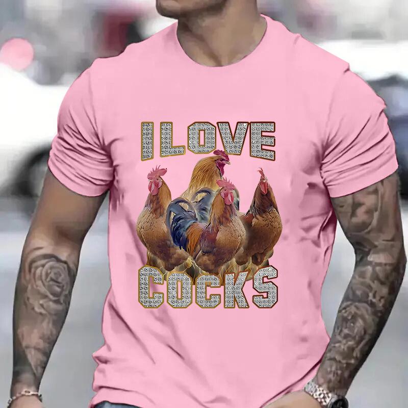 I Love Cocks Funny Roosters Meme Tshirt Chicken Enthusiast Short Sleeve Tshirt Men Womens Summer Tshirt Street Clothing