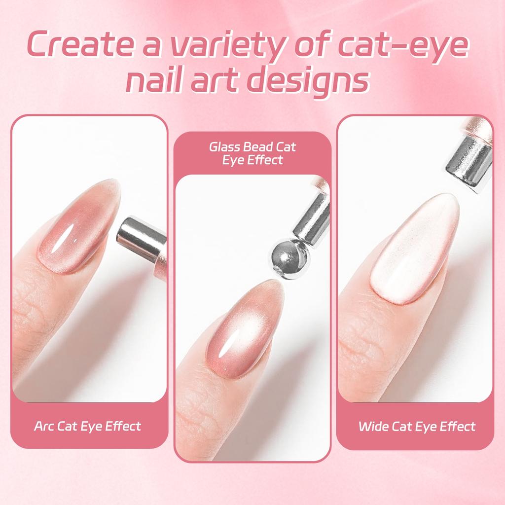 Nail Wand Double-headed Magnet Rod Wide Light Glass Beads Cat's Eye Strong Magnetic Stone Multi-functional Wand Magnet.