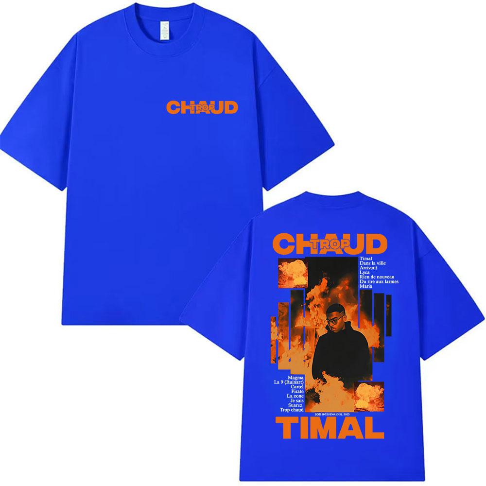 2025 Summer Rapper TROP CHAUD TIMAL Album Graphic T Shirt Unisexs Vintage Hip Hop Oversized 100 Pure Cotton Printed Tshirt