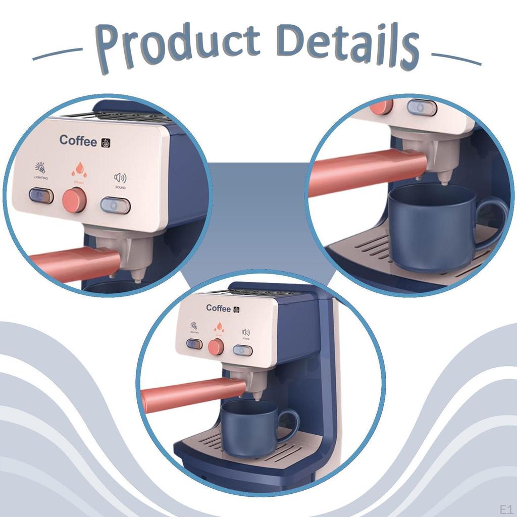 Kids Coffee Machine Toy Early Educational Toys with Light and Sound Kitchen Playset Role Play for