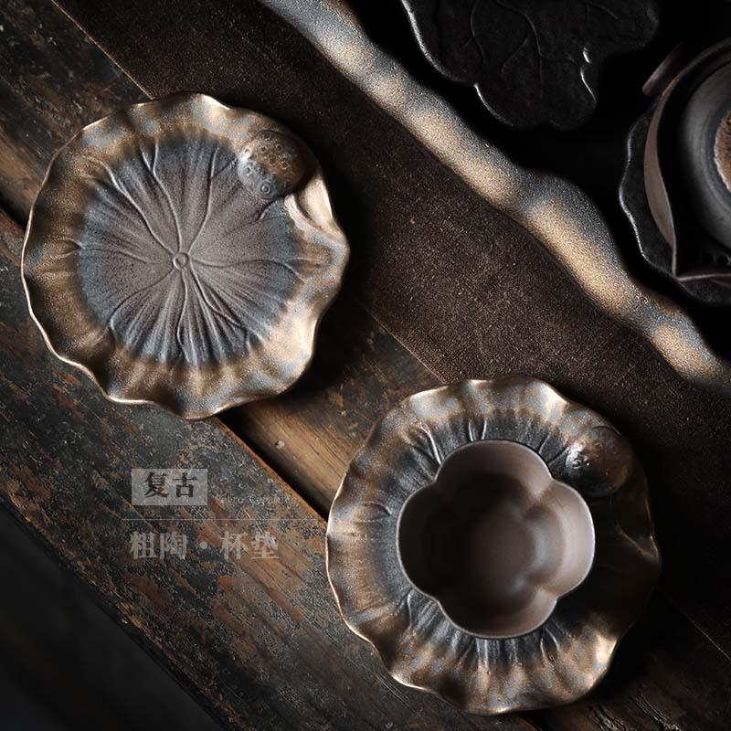 Keramická retro podložka pod čaj v japonském stylu kameninová podložka pod horké nádobí držák na šálek na čaj Kung Fu doplňky pro čajový obřad