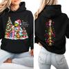 Women's Christmas Print Hooded Sweatshirt Lightweight Long Sleeve Pullover for Holiday