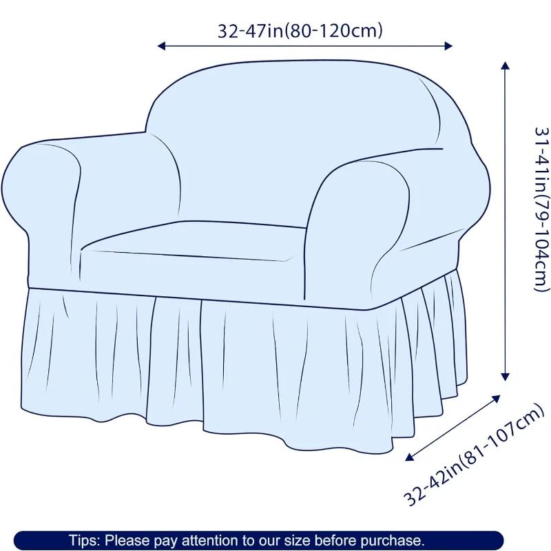 Einsitzer-Sofa Seater Seersucker Überwurf mit Rock Universeller Stretch-Sofa-Couch-Überwurf Leicht passender Möbelschutz