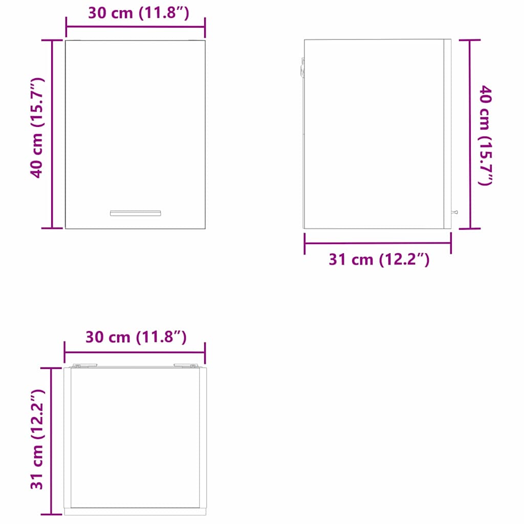 Wall Mounted Cabinet with Door 2 pcs Grey Sonoma and White 30 x 31 x 40 cm