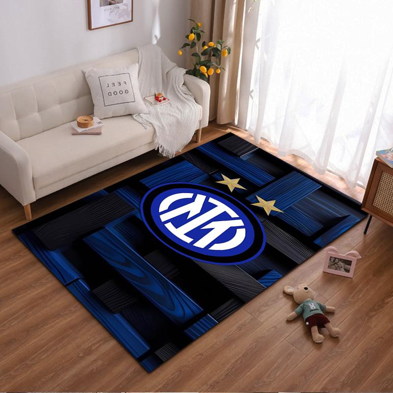 "Tappeto Logo Inter Milan con Motivo Legno Blu e Stelle Dorate" Adatto per l'uso come antiscivolo per soggiorni, camere da letto, divani