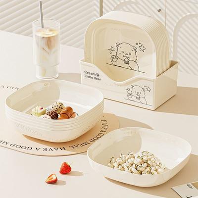 Home Cartoon Bone Spitting Plate Set, Dining Table Plates, Plastic Material, Living Room Fruit Plate, Garbage Plate