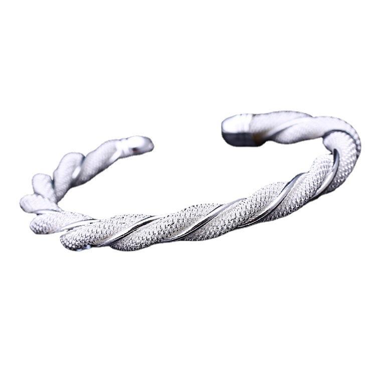 Silver Plated Fried Dough Twists Woven Mesh Bracelet Mesh Woven Bracelet Open Bracelet