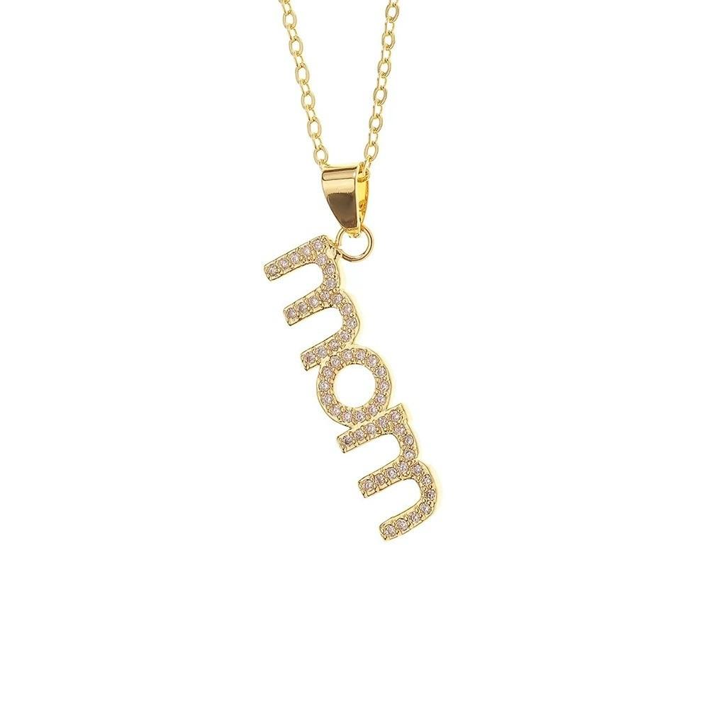 Jewelry MOM Necklace Aesthetic Gift for Mother's Day Creative Zircon Letter Clavicle Chain Overlay
