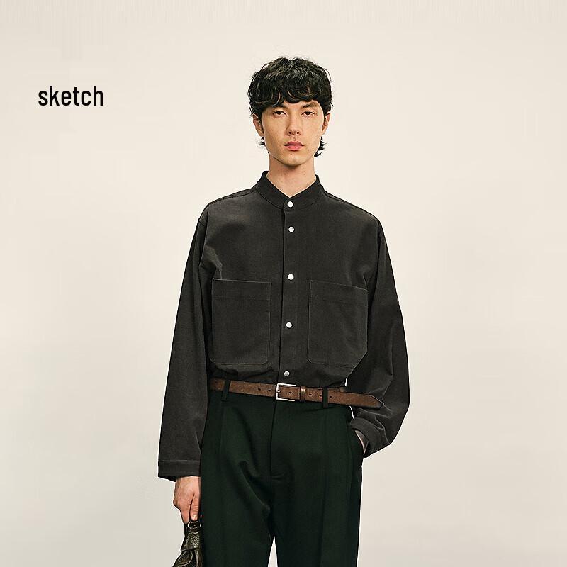 CROQUIS Men's 2025 Autumn Long Sleeve Stand Collar Shirt