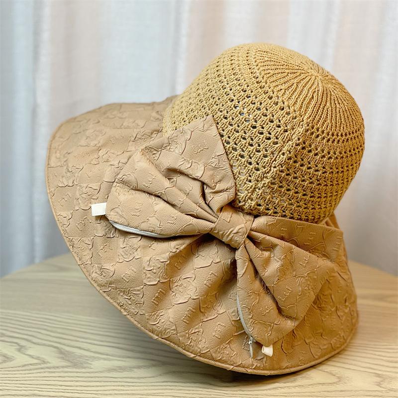 Accommodate Bow Can Sun Block Hat Spring Summer Outdoor Womens Fisherman Hat