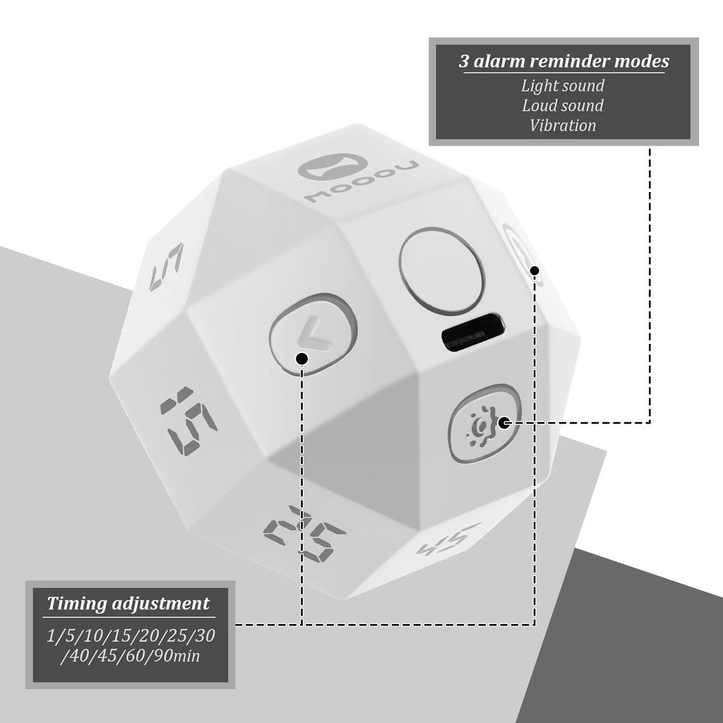 Rotating Pomodoro Timer 11 Preset Times Desk Productivity Flip Timer Rechargeable Mini Timer Desk & Study Productivity Timer