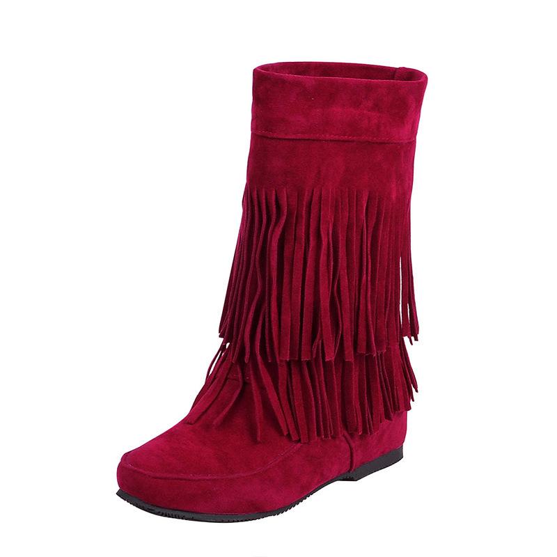 Fringed Boots, Extra Boots In Autumn and Winter, European and American Style Large Size Boots