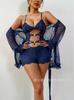 New lingerie feminine cutout lace rhinestone camisole one-piece pajama and robe set