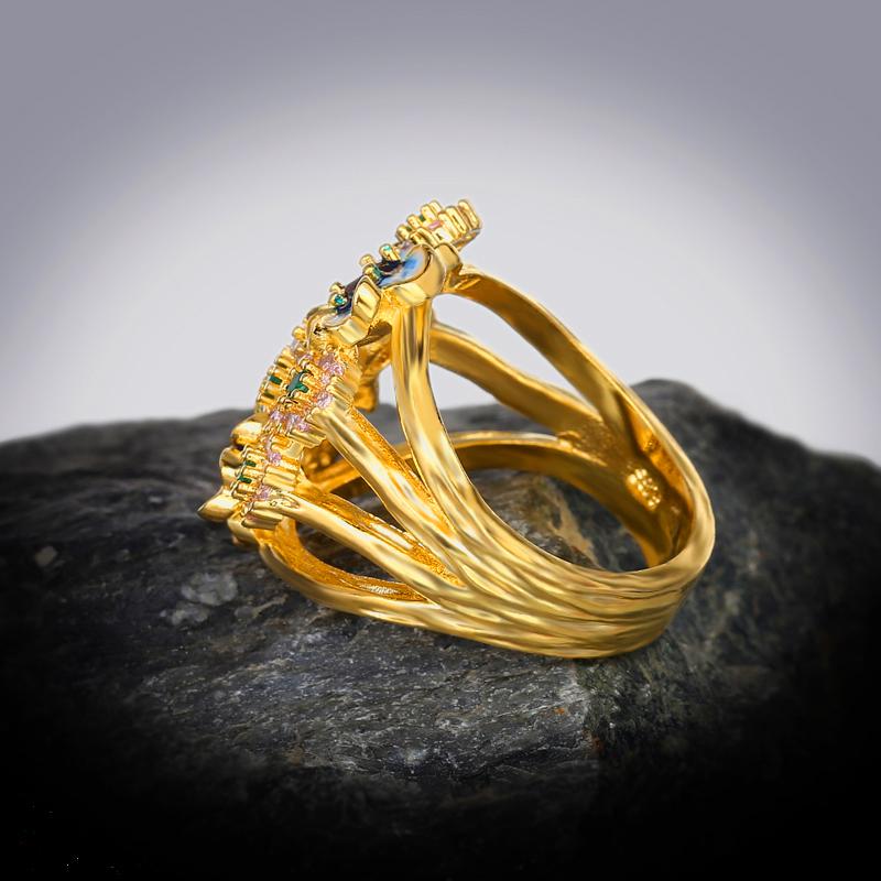 High Quality Small Fresh Flower Red/Green Zircon Ring For Women Wedding Party Engagement Jewelry Gift