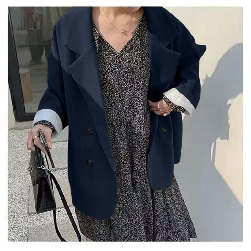 Blazer Pequeno Feminino Primavera e Outono Nova Moda Estilo Coreano Top Solto Terno Casual