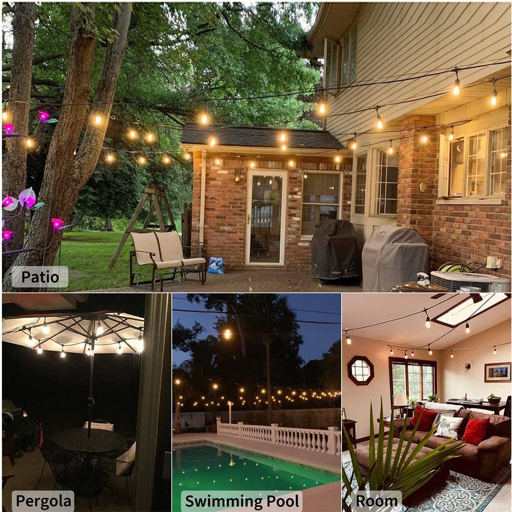 LED Solar String Lights IP44 Waterproof Outdoor Christmas Decoration Light Bulbs for Patio Gazebo Porch Camping