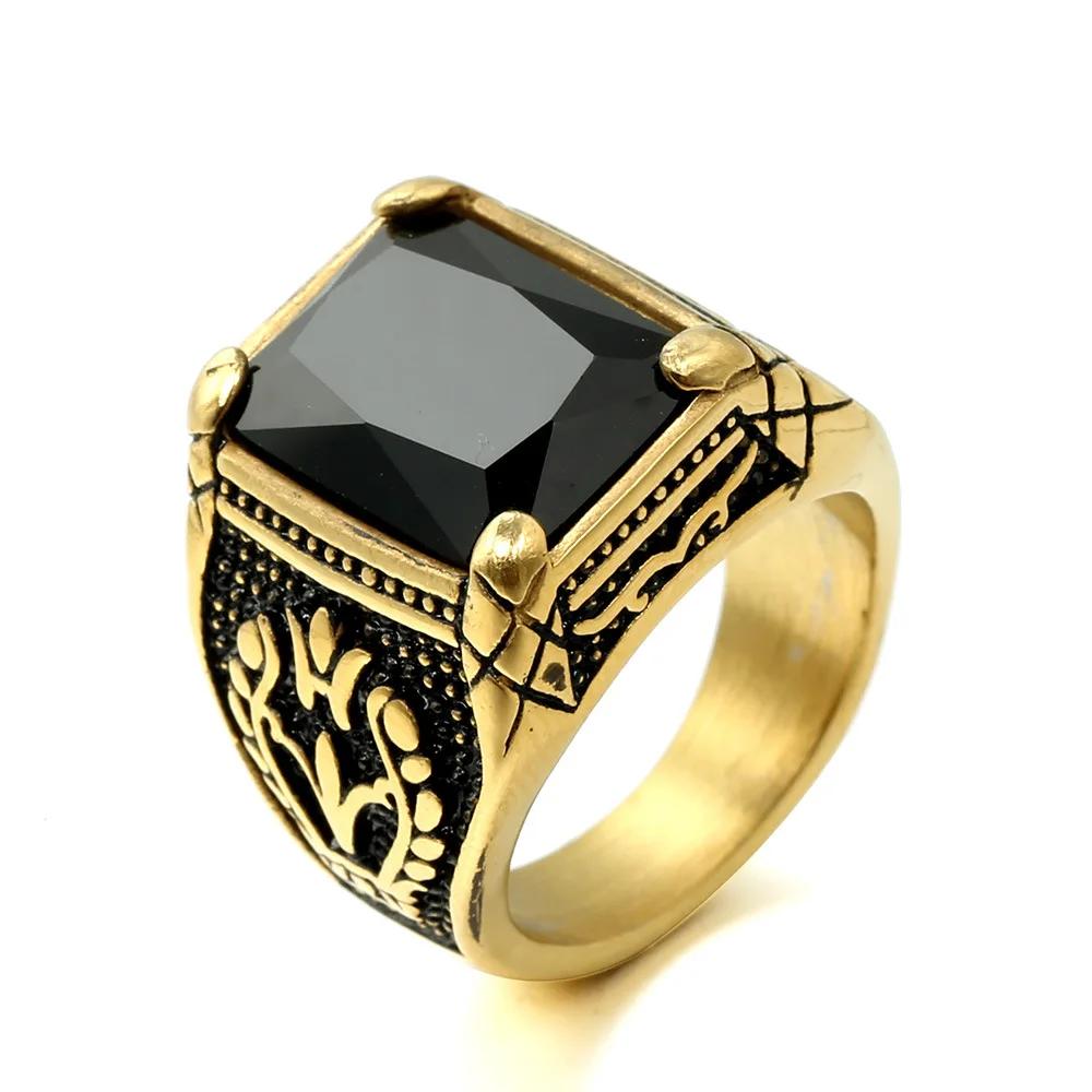 

Punk Fashion High Quality Moissanite Stone Rings Men Women Charm Unique Pattern Totem Stainless Steel Ring Jewelry Dropshipping 7 чёрный