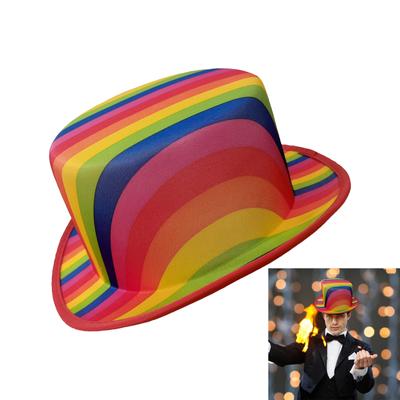 Rainbow Color Tall Hat for Music Festival Adult Unisex All Matching Headwear Stage Show Hat for Theme Event Gathering