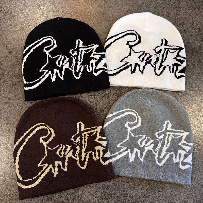 Y2K Letter Print Knitted Hat Autumn And Winter Street  Unisex Warm Personal Versatile  Niche Beanies