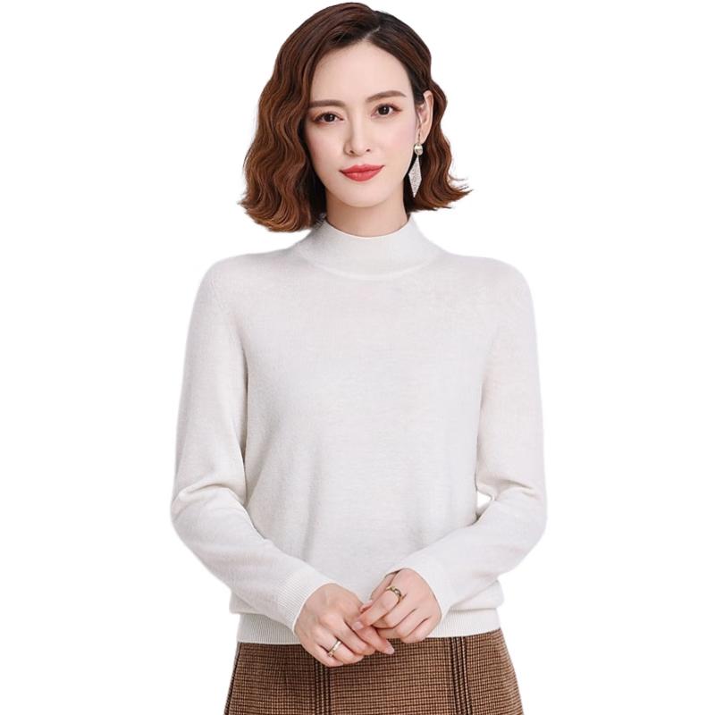 

Женский свитер из 100% чистой шерсти свободного кроя с воротником-стойкой 2XL