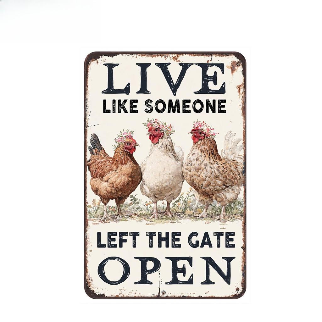 Decorative Metal Wall Sign Rooster Chicken Tin Art 20x30cm Home Kitchen Farmhouse Decor Vintage Retro Poster
