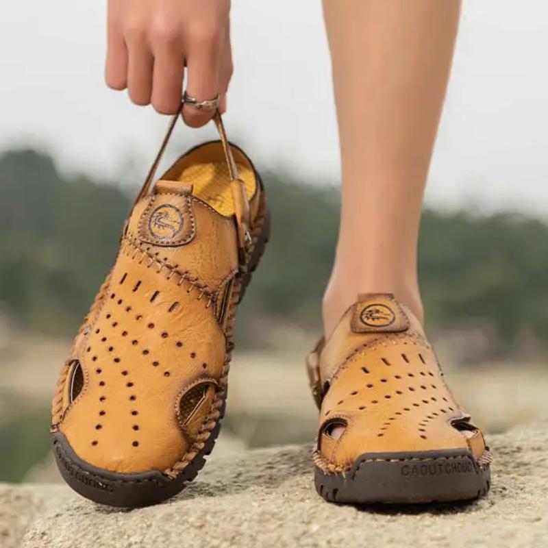 Sewing Sandals Men Retro Comfortable Casual Breathable Hollow Out Slippers Soft Bottom Large Size Shoes Sandalias Hombre Verano