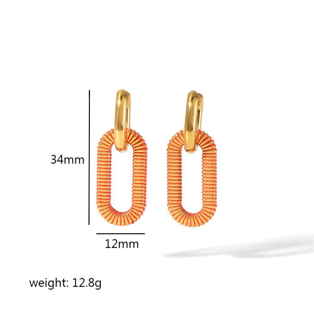 

Geometric Style Stainless Steel Earrings For Women With Electroplated Finish Sophisticated Accessory помаранчевий