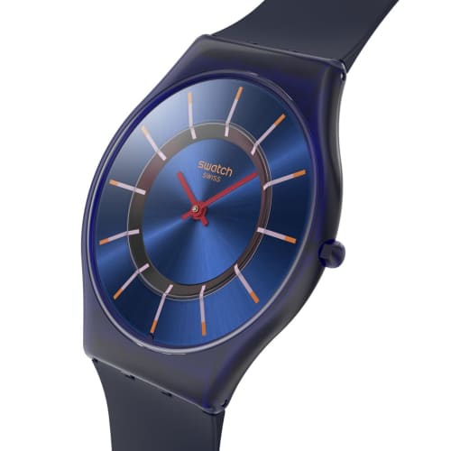 Swatch Skin Classic Biosourced Very Jazzy Berry Watch, Blue, SS08N117