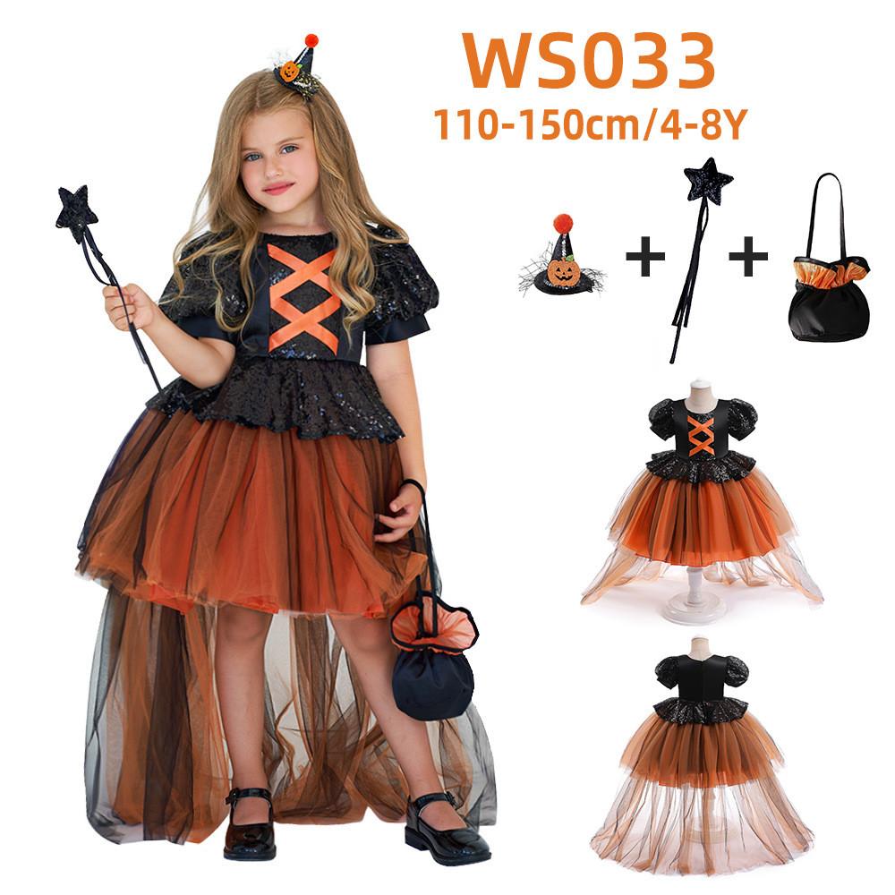 Halloween Princess Dress For Girls With Tulle And Bow For Kids Cosplay Party