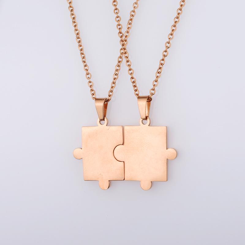 RUMNVNTY Geometrisches Puzzle Halsketten-Set für Paare - Qixi Valentinstag Geschenk