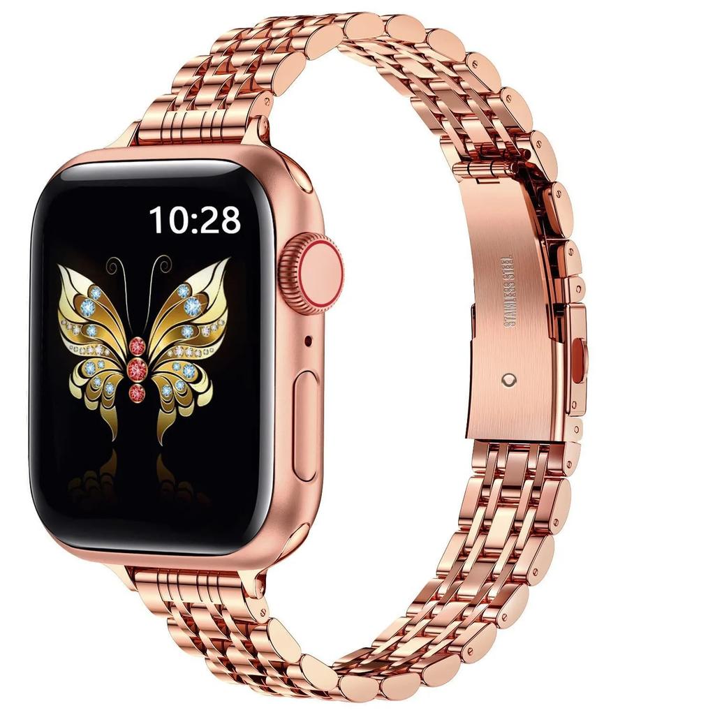 Doskonała bransoletka ogniwkowa ze stali nierdzewnej dla kobiet Do opaski Apple Watch Seria 11/8/7/6/10/9 40mm 41mm 38mm 42mm 44mm 45mm 46mm Pasek