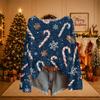 Damen Weihnachtsdruck Leichter Strickpullover Langarm Lässiger Pullover Top