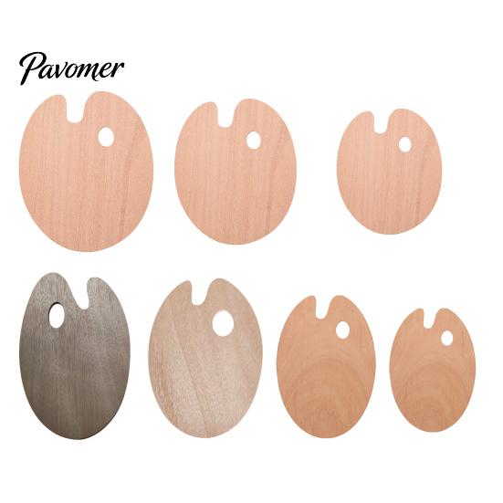 Wooden Paint Palette with Thumb Hole for Oil, Acrylic, Oval Wood Watercolor Painting, Oval-Shaped Art Tray Artists Left Right Handed