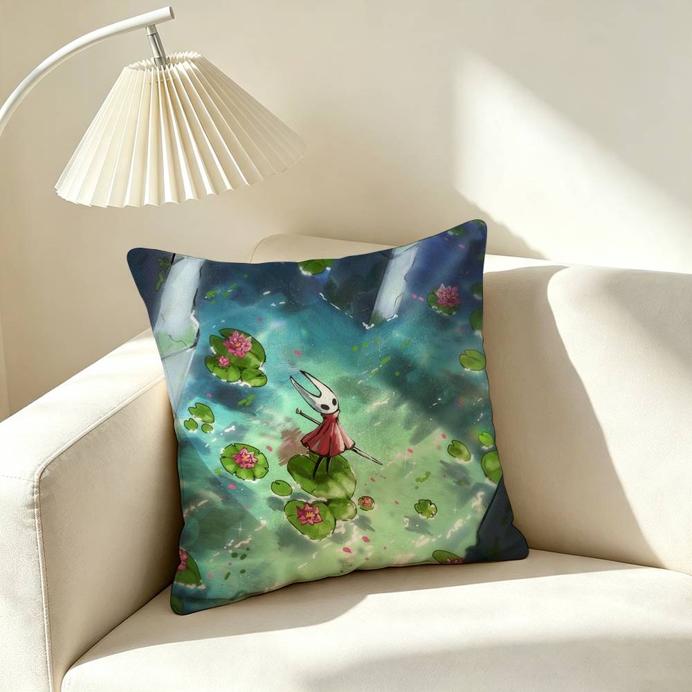 H-Hollow Knight Silksong Game Pillow Case Square Double-Sided Sofa Cushion Cover Bedroom Bedside Pillow